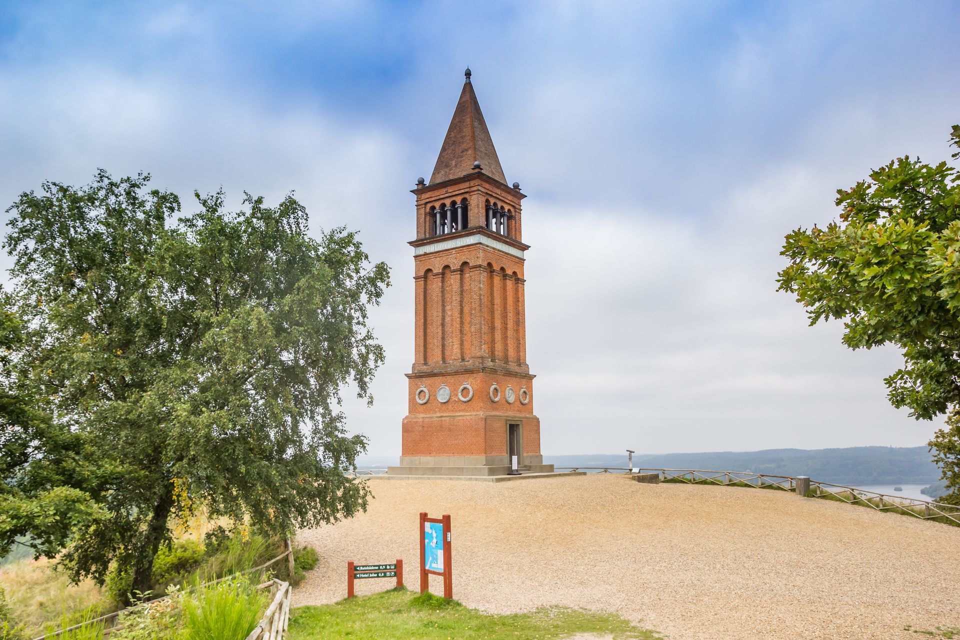 Red brick tower on top of the Himmelbjerget mountain, Denmark