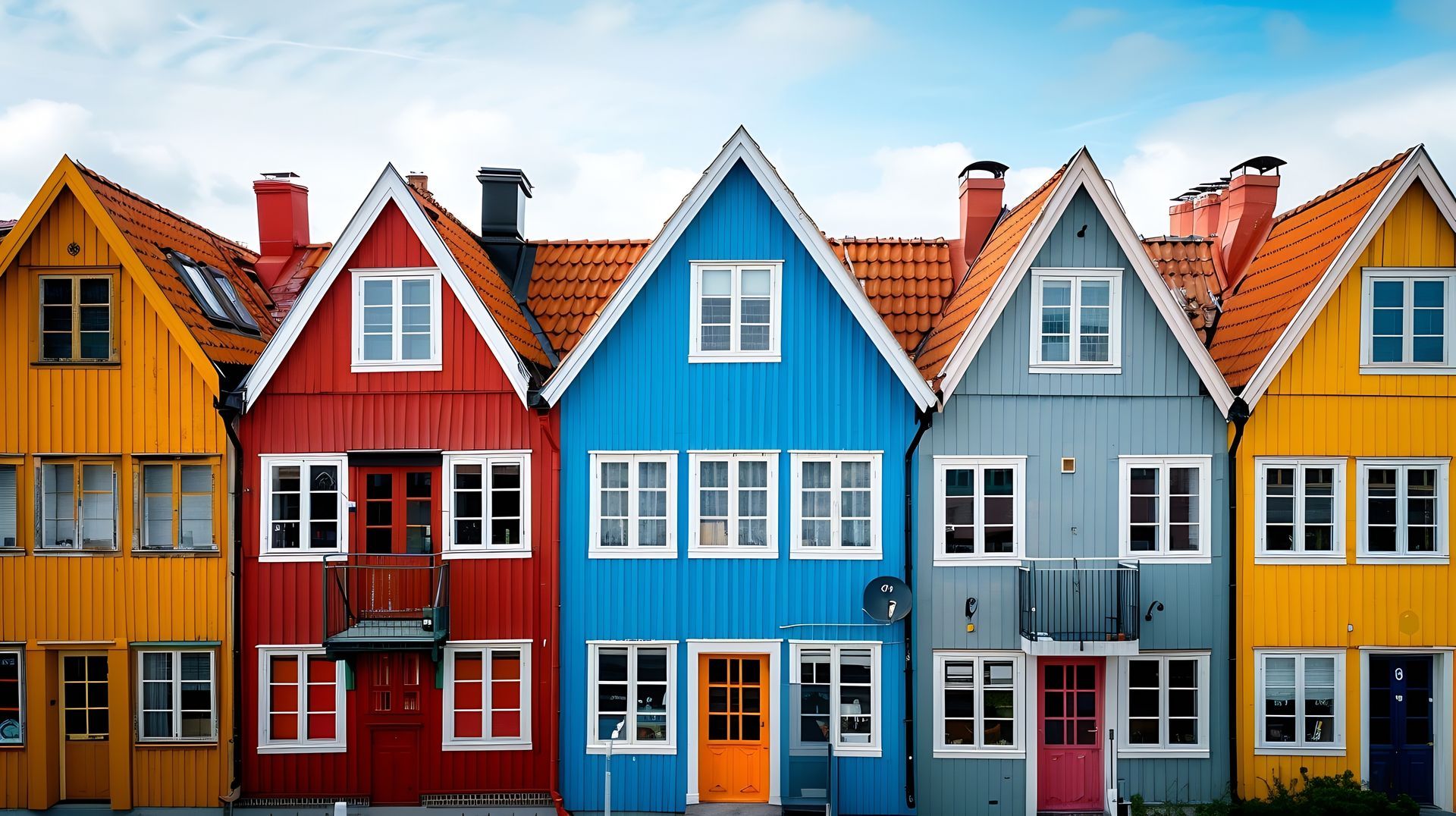 Colorful houses in Trelleborg Skne Sweden : Generative AI