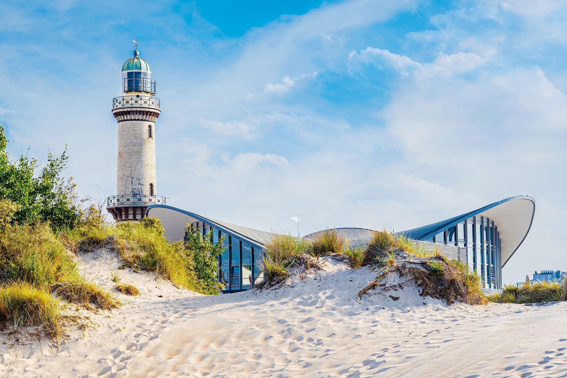 lighthouse in Warnemuende Rostock. Germany baltic sea vacation