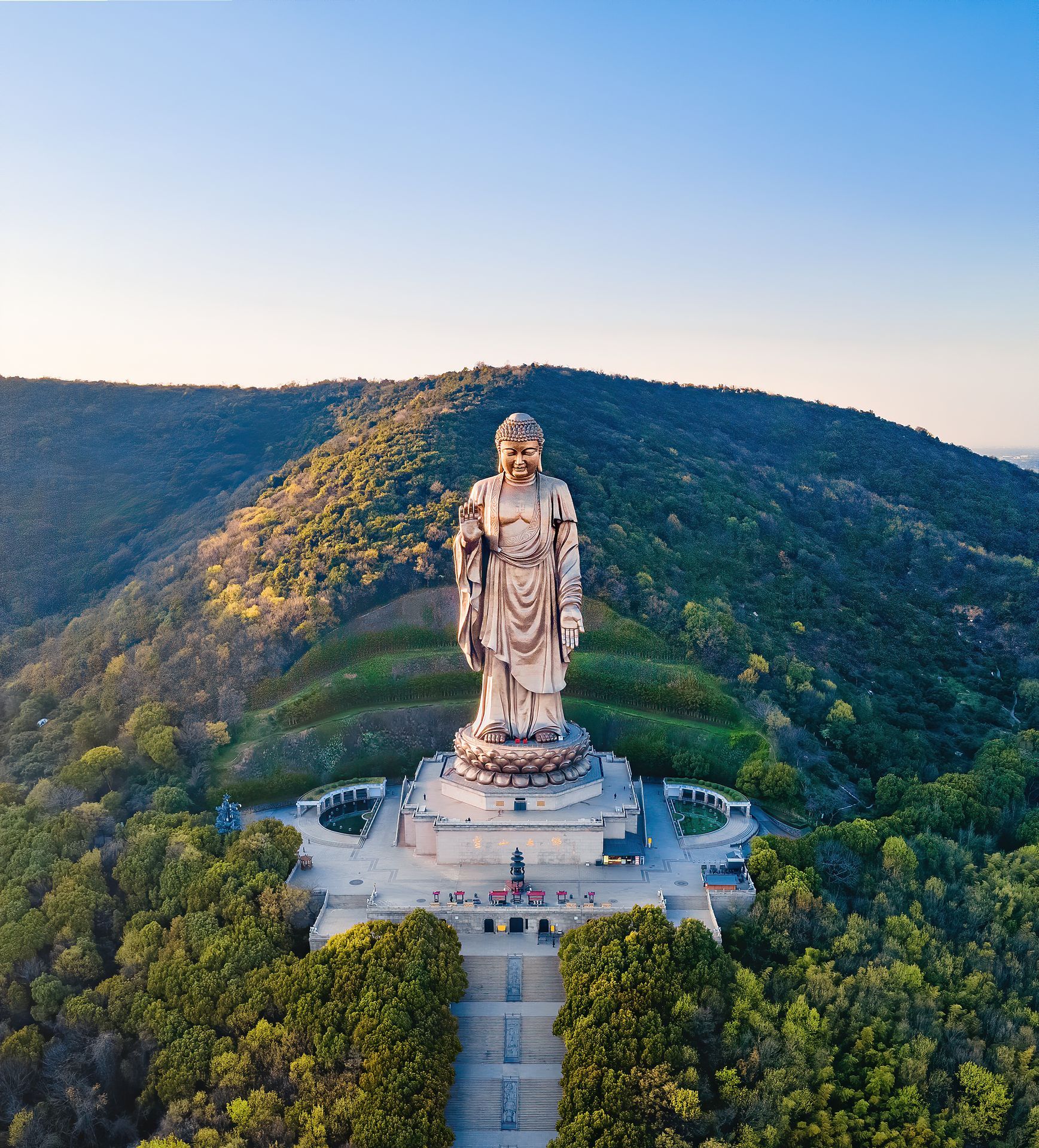 Aerial photography of Lingshan Giant Buddha Scenic Spot, Wuxi City, Jiangsu Province, China