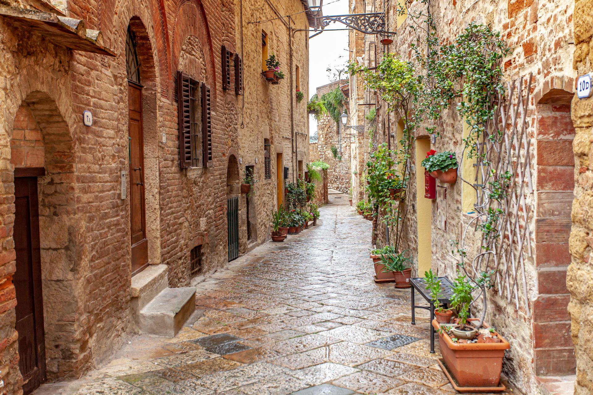 Volterra medieval town Picturesque  houses Alley in Tuscany Italy