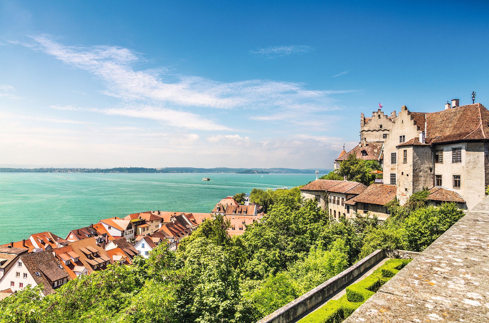 The view of lake Constance to the medieval city Meersburg. Germany 