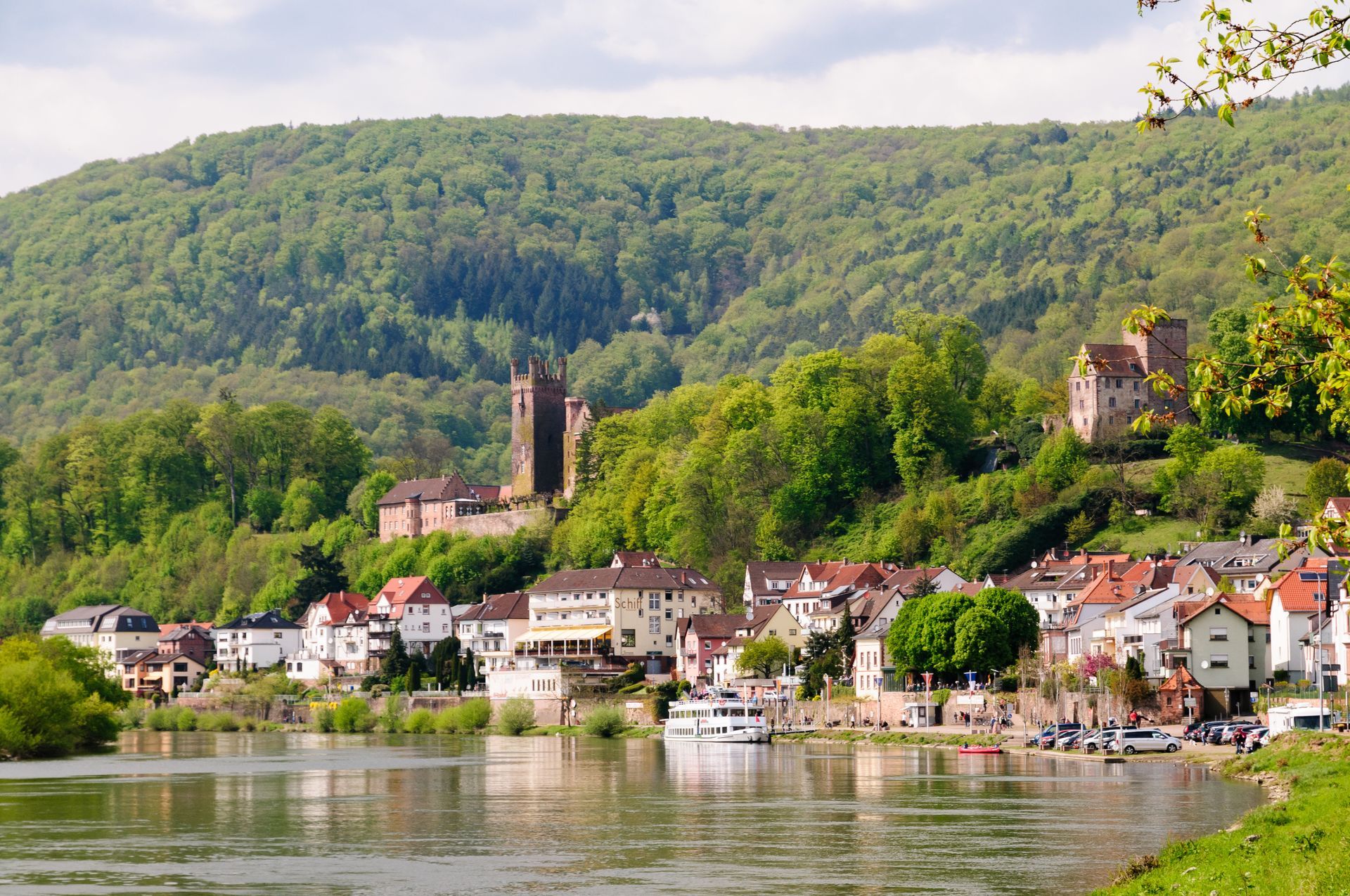 Panorama von Neckarsteinach im Odenwald in Hessen