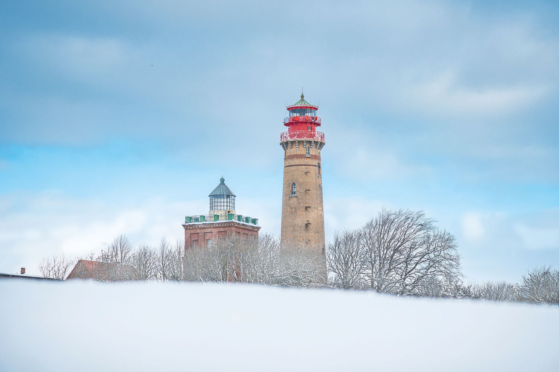 Kap Arkona Leuchttürme, Ostsee Insel Rügen, im Winter
