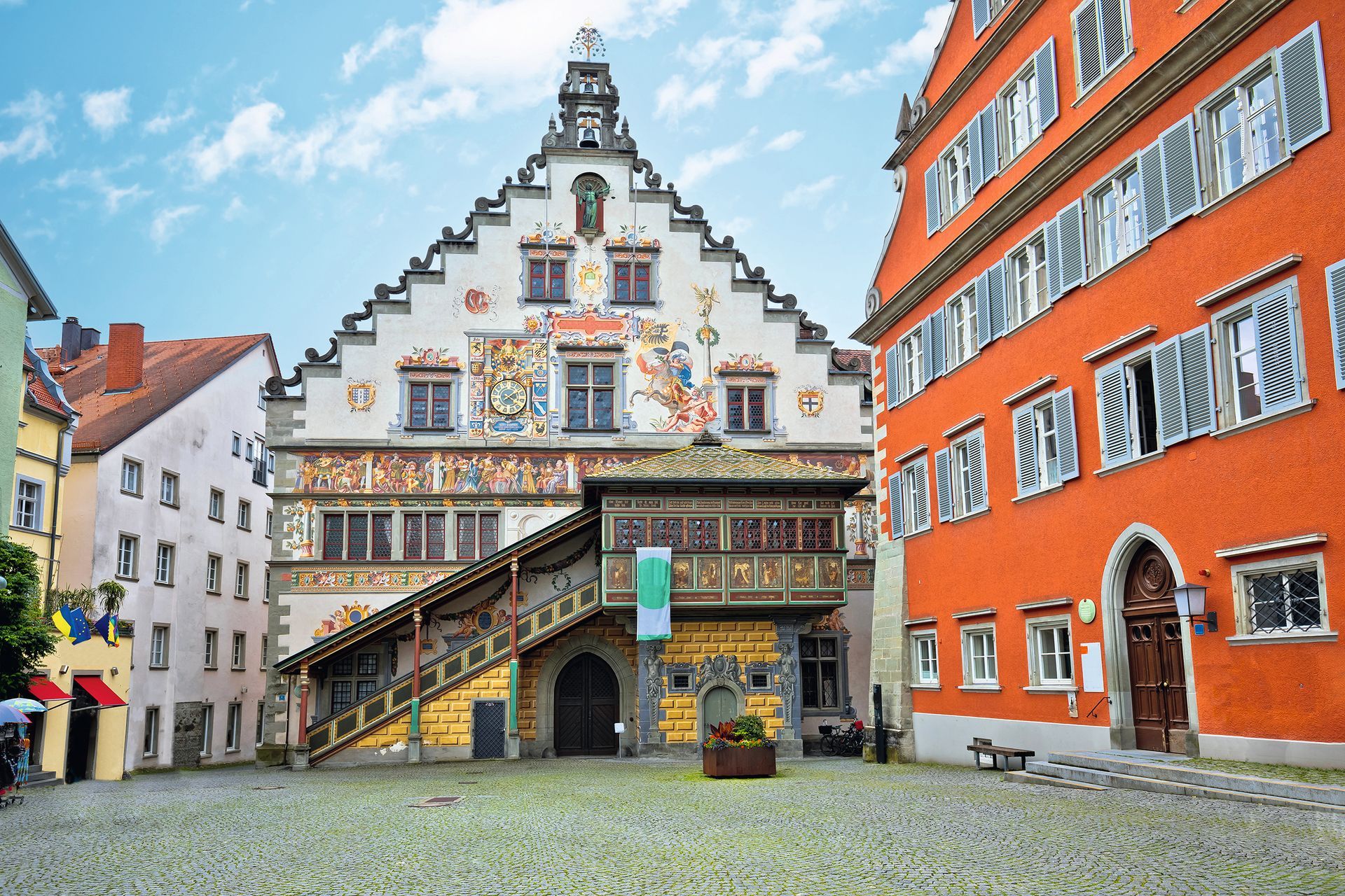 Old Rathaus in town of Lindau historic architecture view, Bodensee lake in Bavaria region of Germany