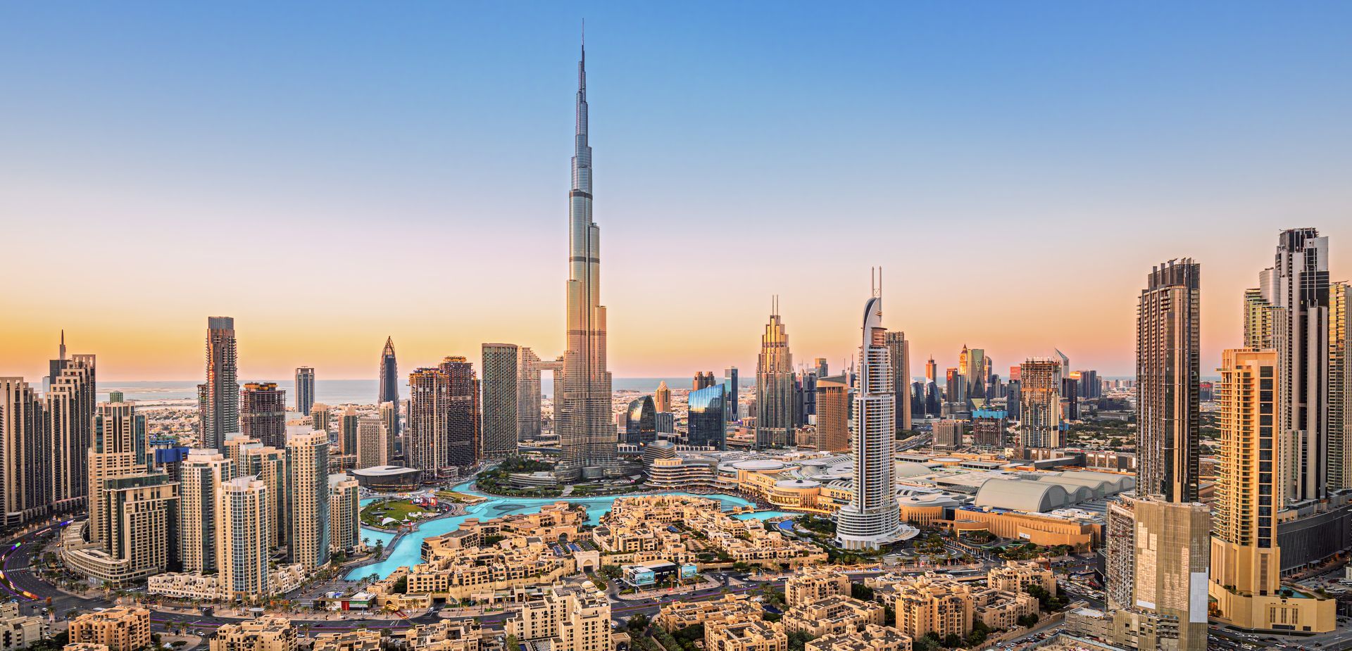 Dubai downtown, amazing city center skyline with luxury skyscrapers, United Arab Emirates