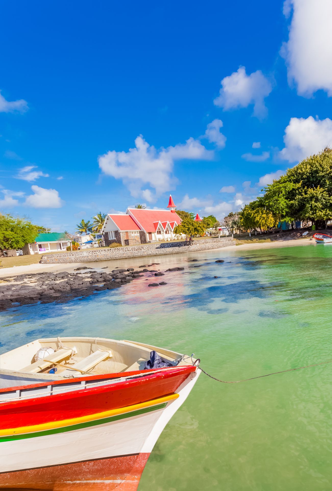 boat on the beach, of Cap Malheureux, Mauritius 
