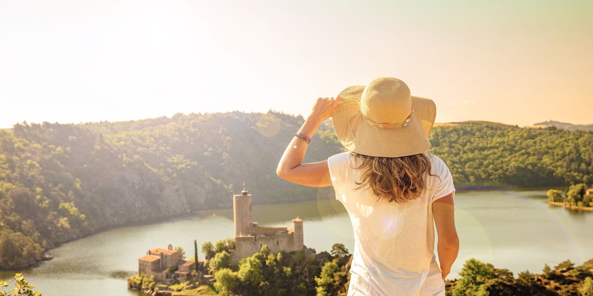 Woman traveling in France- St Etienne,  Loire- Grangent