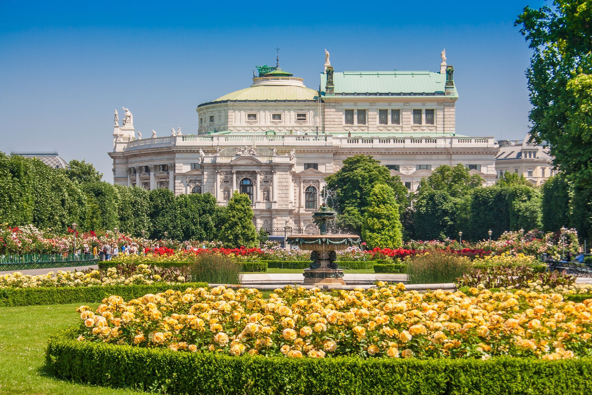 Vienna Volksgarten park with Burgtheater, Austria
