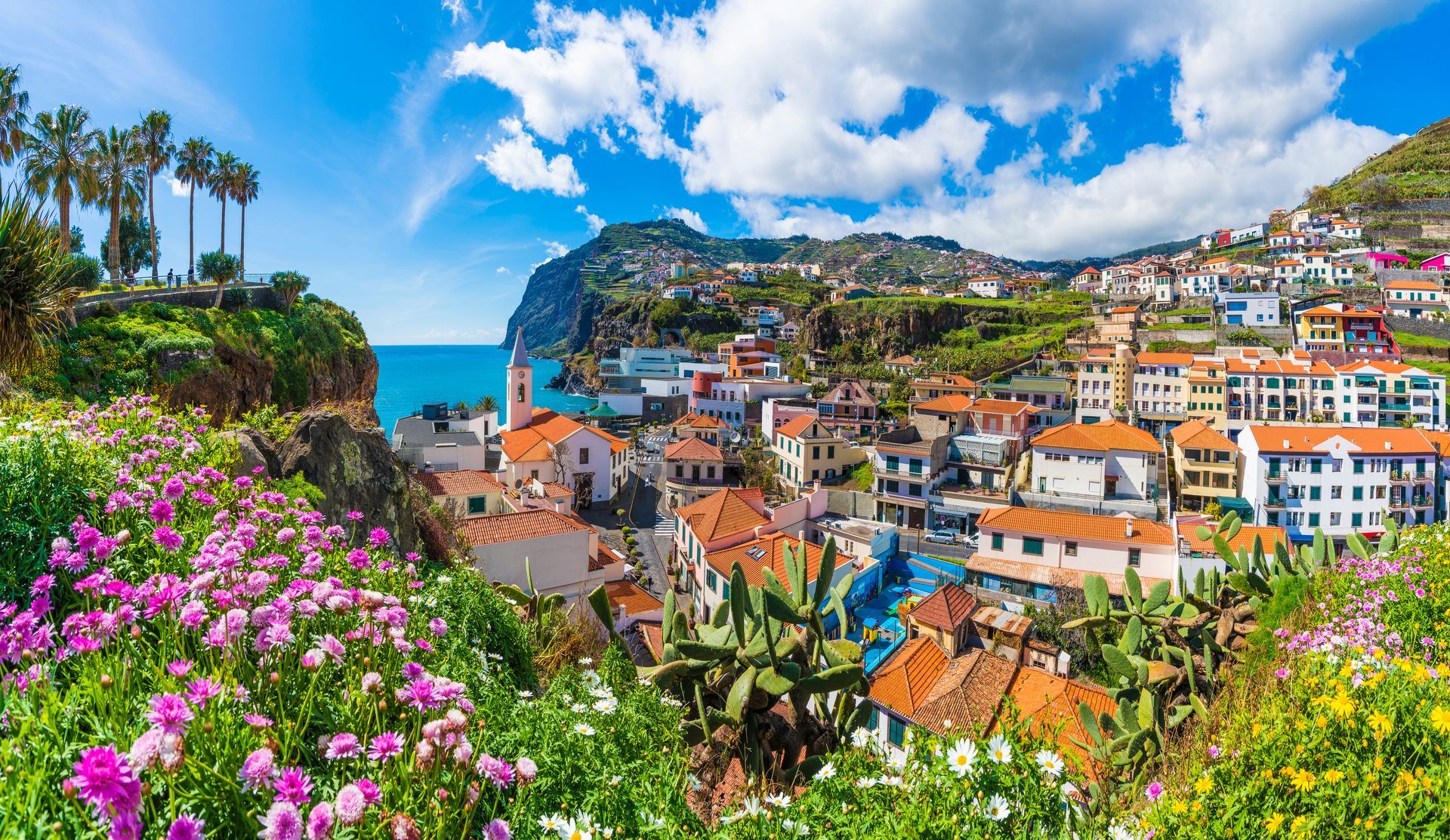 Cityscape panorama of Camara de Lobos, Madeira island, Portugal