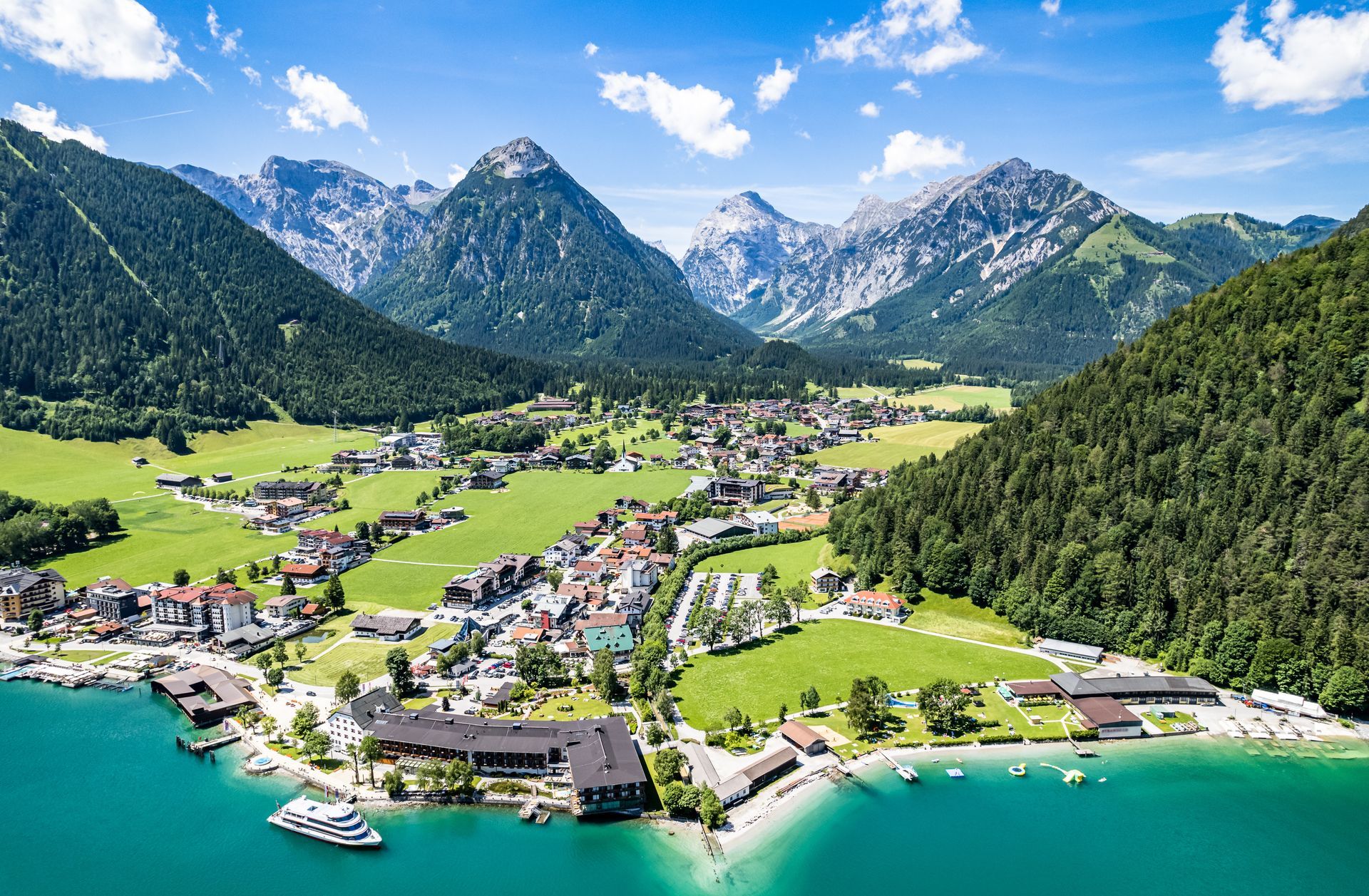 landscape at the achensee lake in austria - pertisau