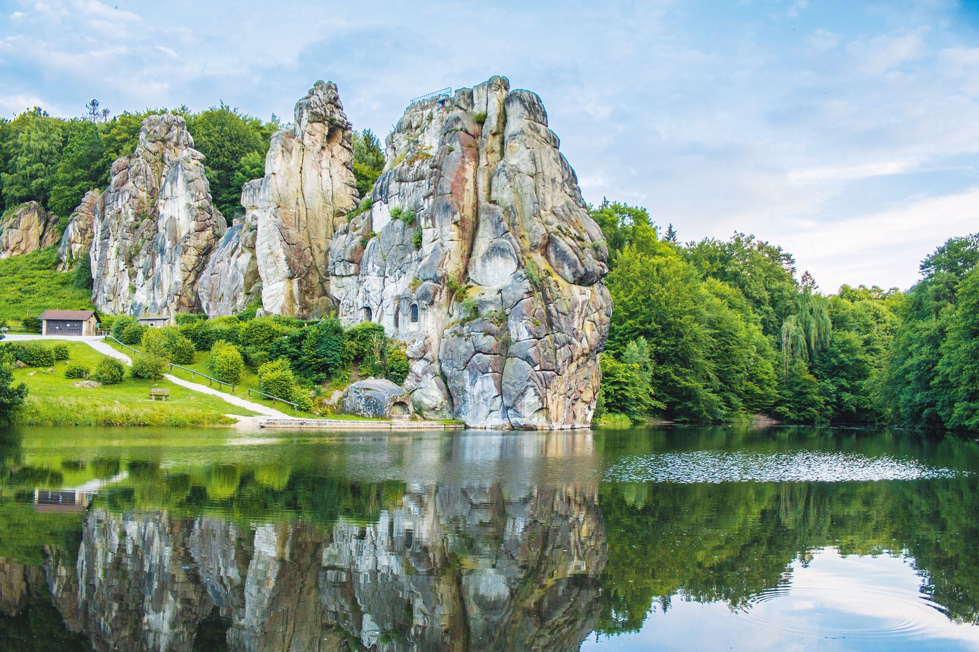 Externsteine. Sandstone rock formation located in the Teutoburg Forest, North Rhine Westphalia, Germany
