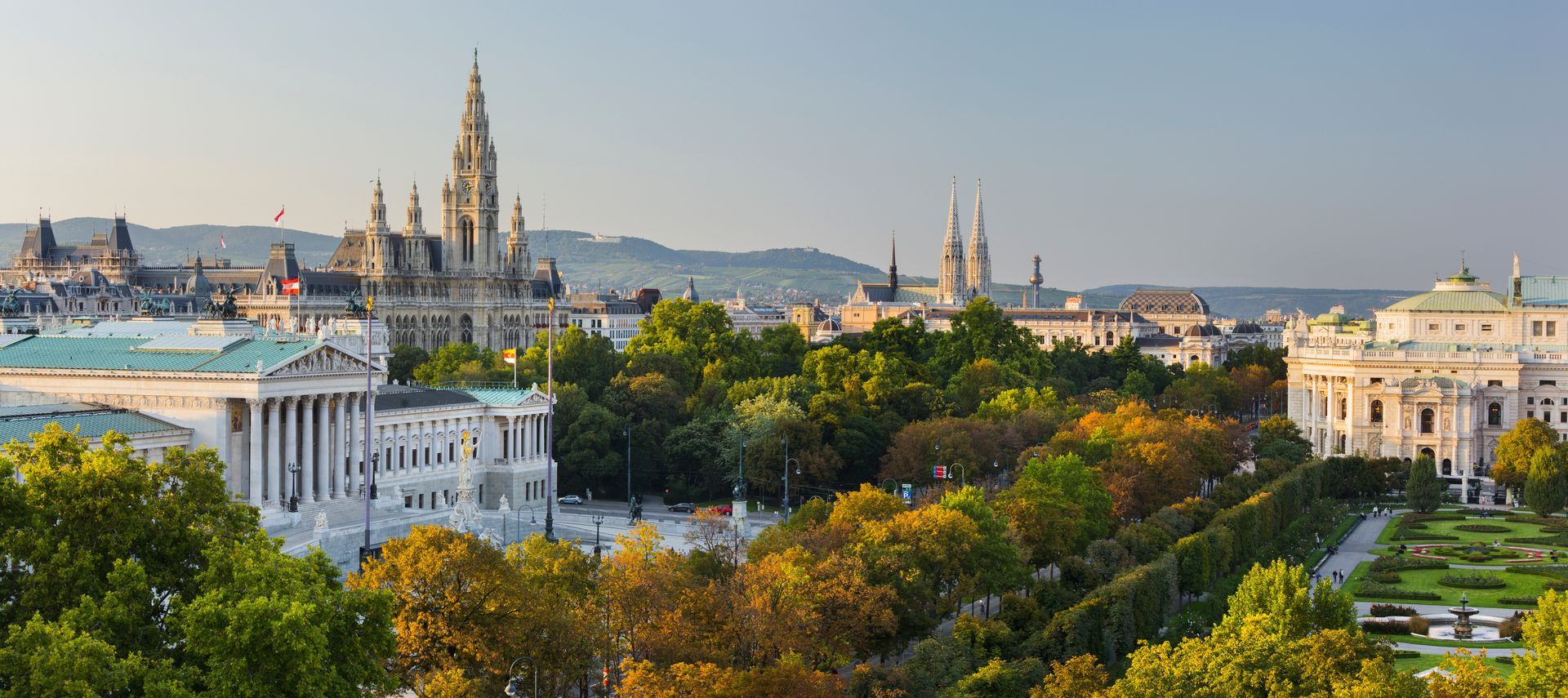 Parlament, Rathaus, Burgtheater, Volksgarten, Ringstrasse, 1. Bezirk, Wien, Österreich