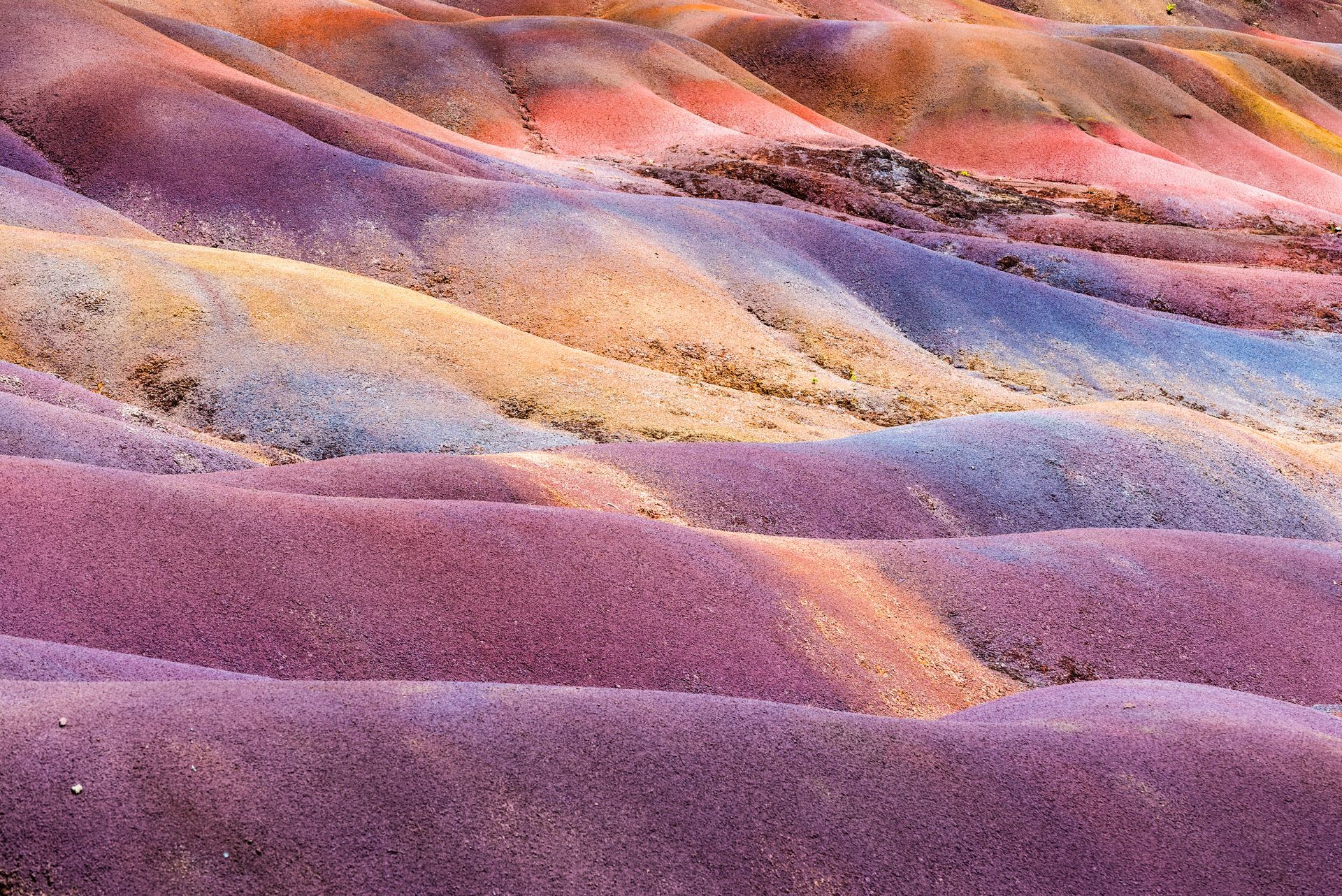Unusual volcanic formation seven colored earths in Chamarel on Mauritius island