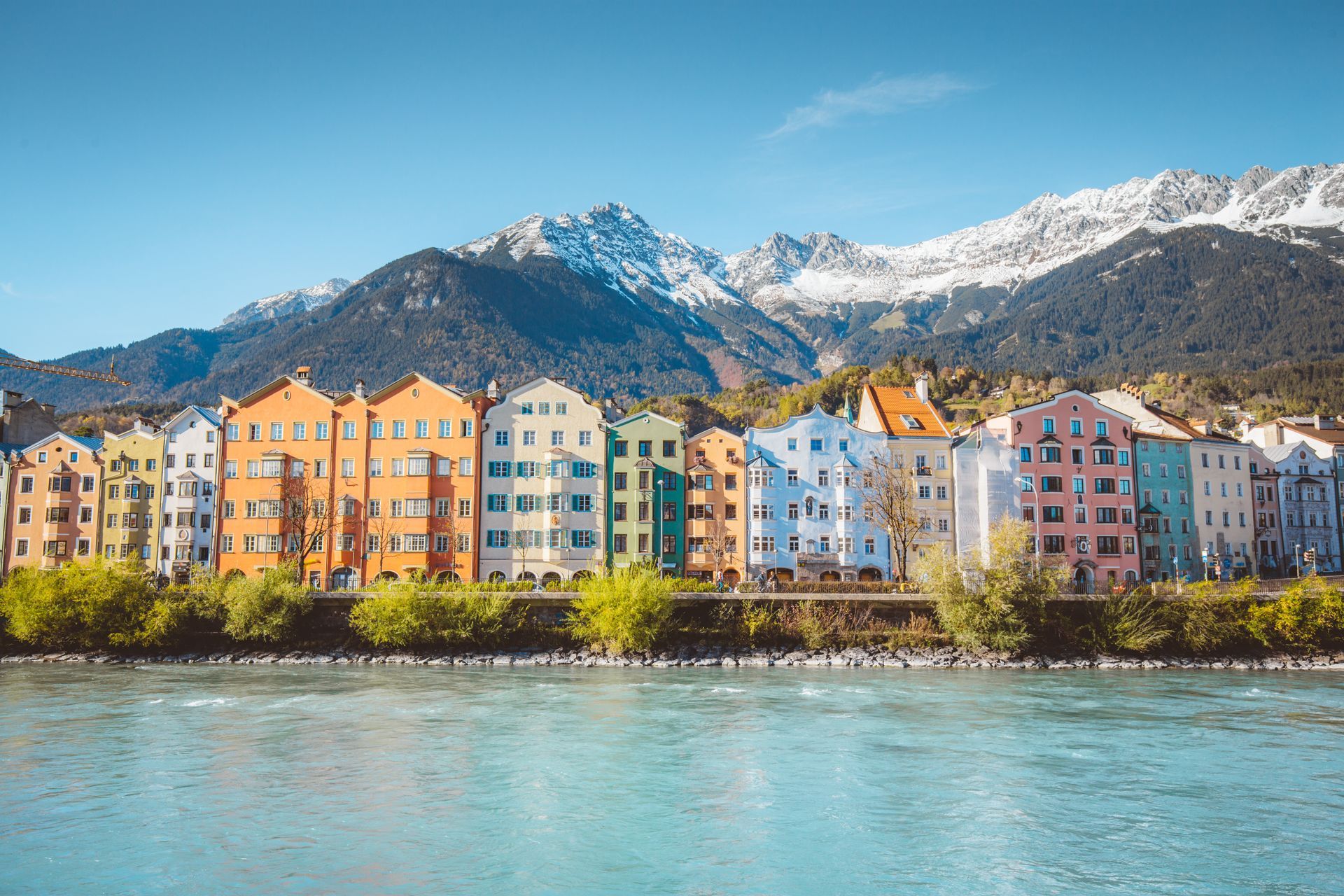 City of Innsbruck with Inn river, Tyrol, Austria