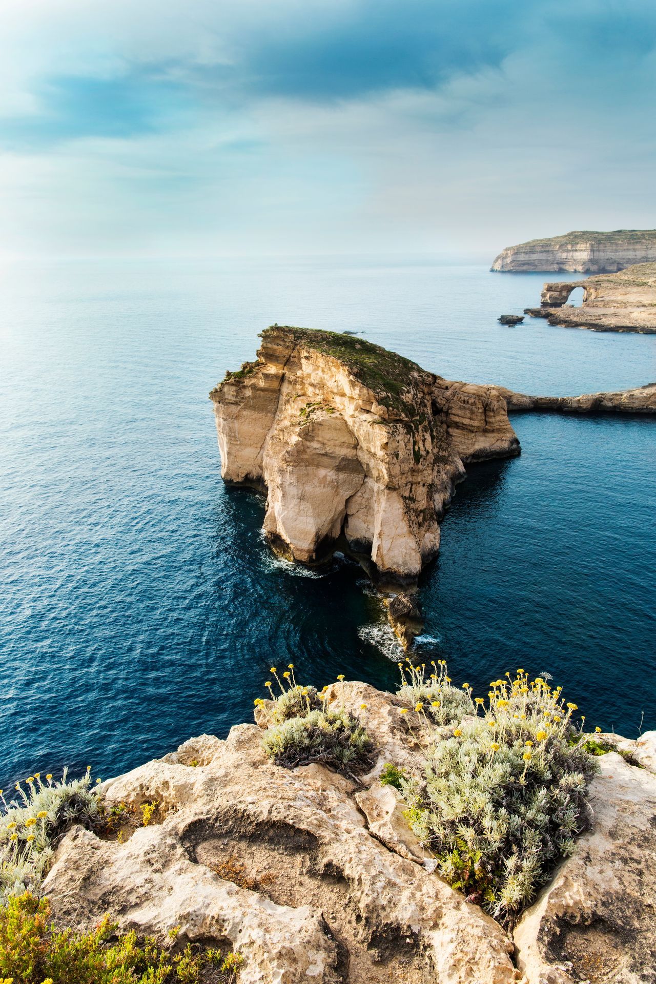 Panoramic view of the Azure window and Fungus rock.