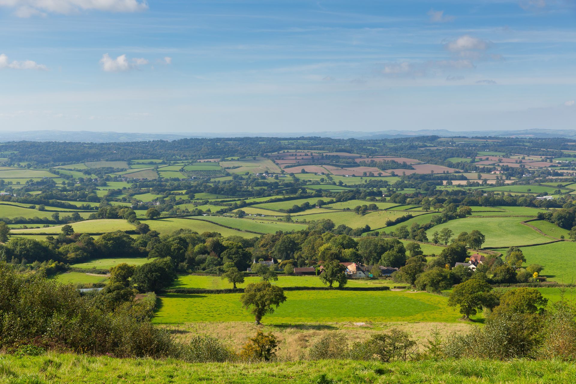 Blackdown Hills east Devon countryside view from East Hill near Ottery St Mary 