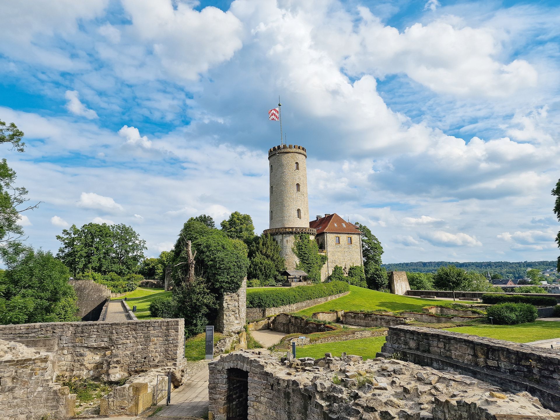 Sparrenburg Bielefeld in sunny weather and beautiful skies