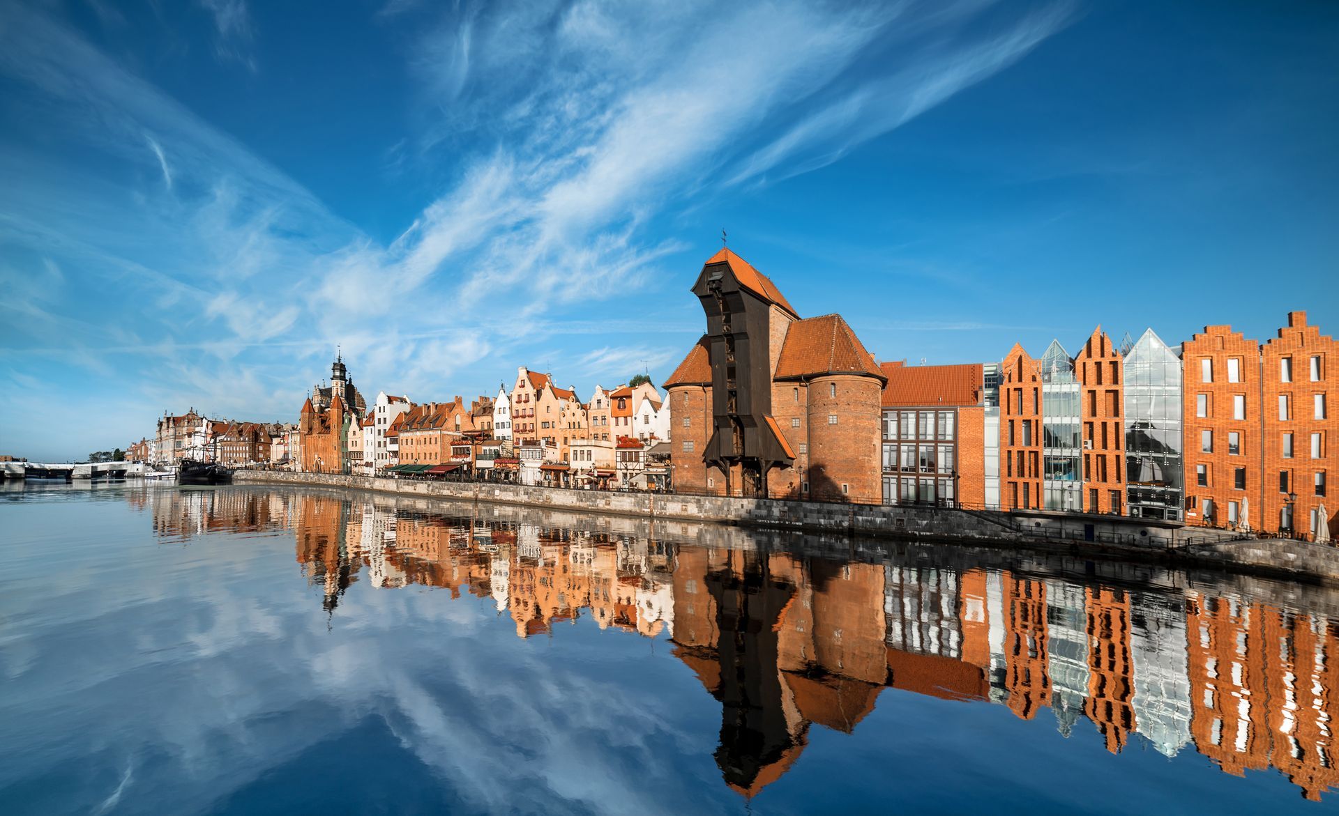 Cityscape of Gdansk, view across the river