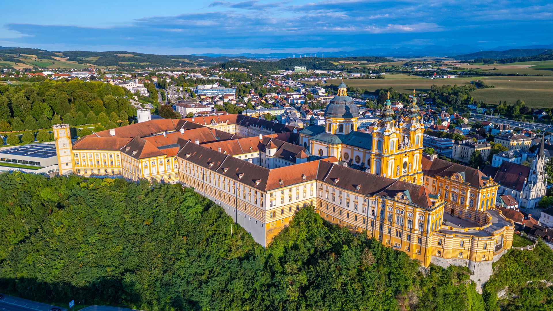 Panorama view of Melk abbey in Austria