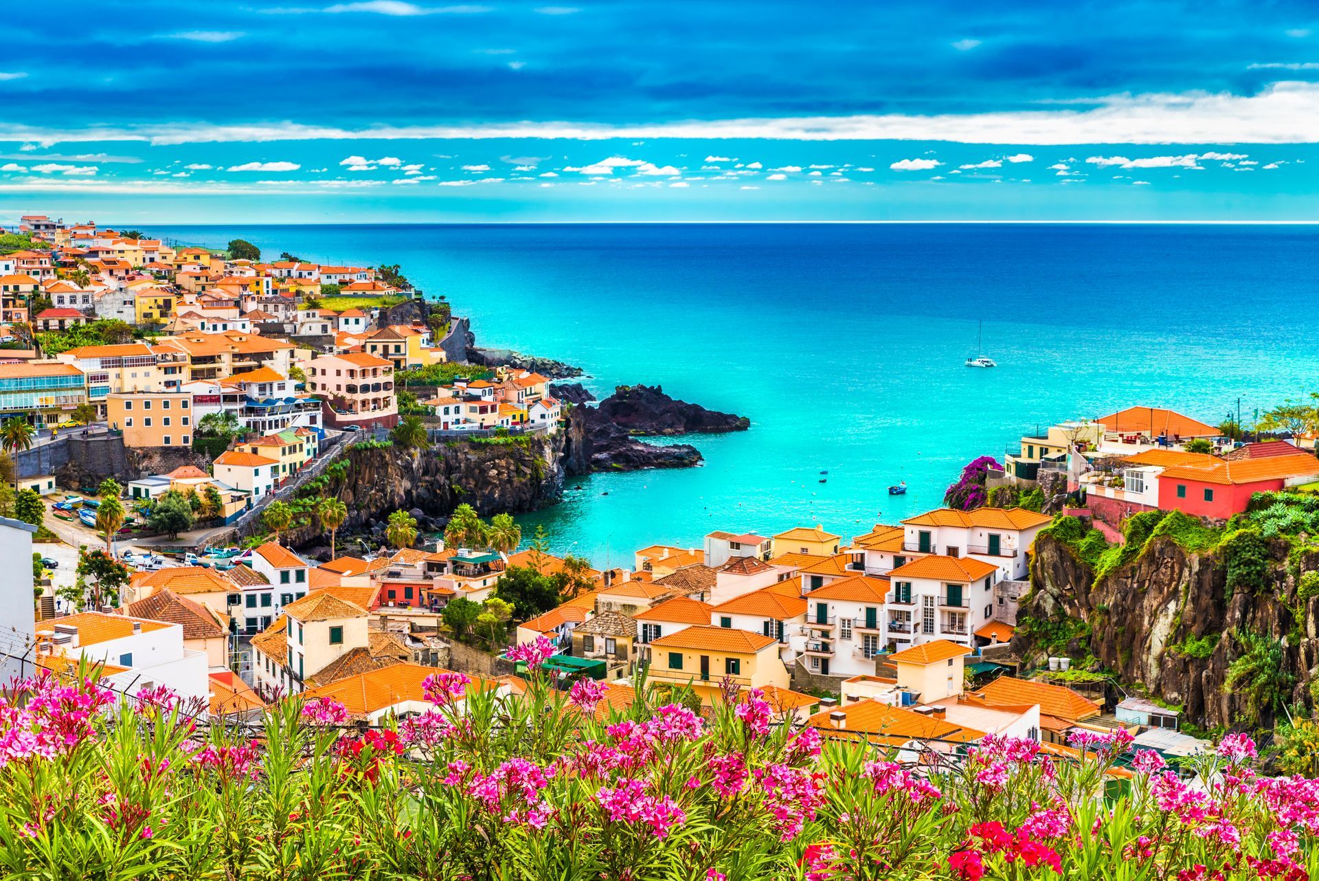 Panoramic view over Camara de Lobos, Madeira island, Portugal