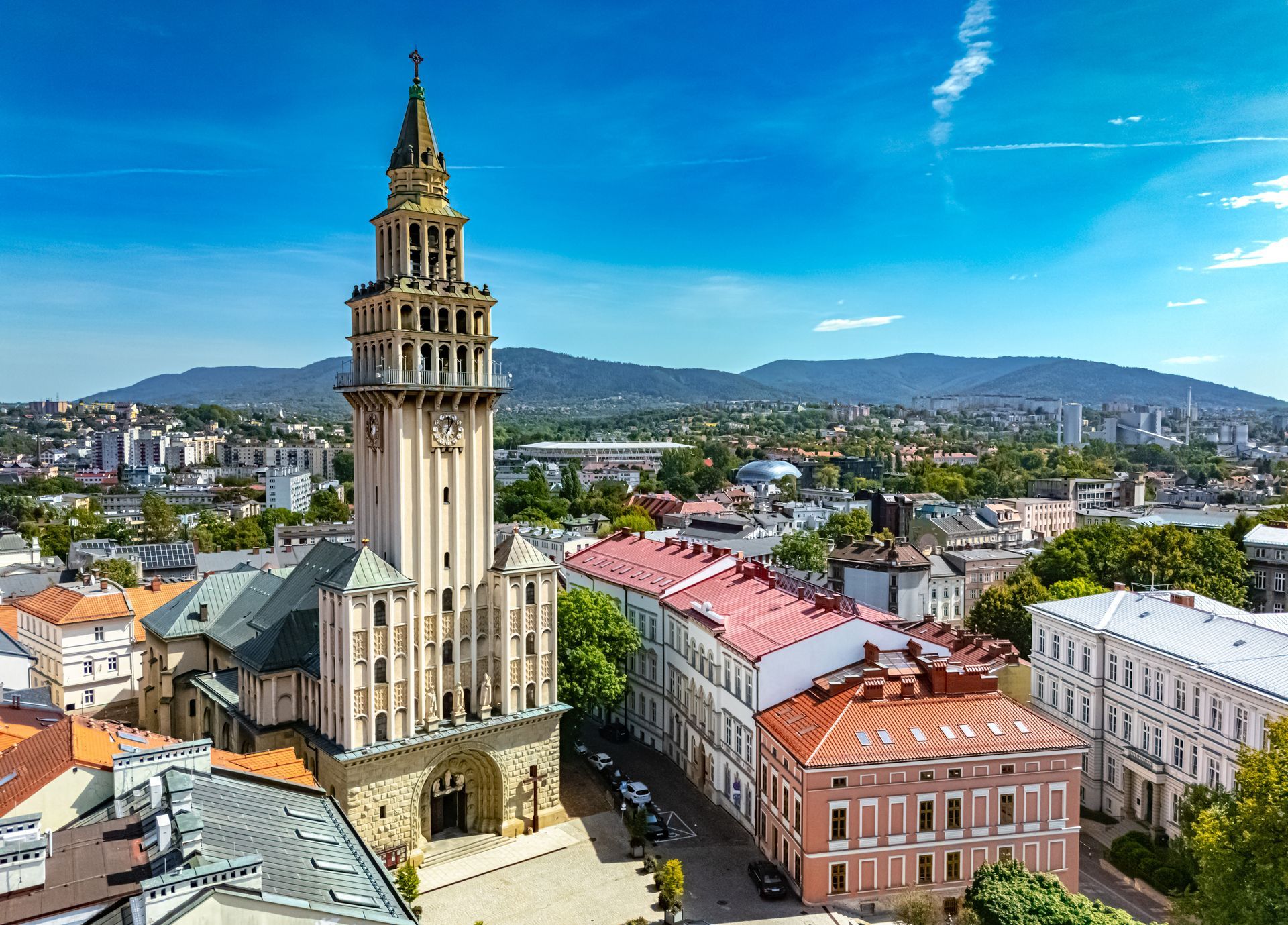 View of Bielsko Biala old town in Silesian Voivodeship, Poland